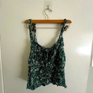 Reformation floral green set top and skirt
